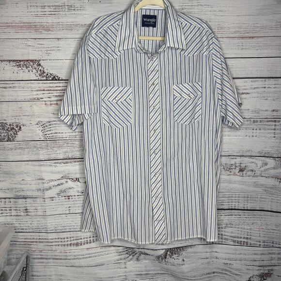 Wrangler Other - Wrangler Short Sleeve Stripped Button Down Pearl Snap XL
